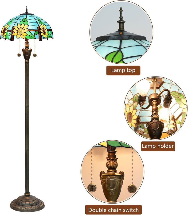 Tiffany Floor Lamp Mediterranean Style Stained Glass Light