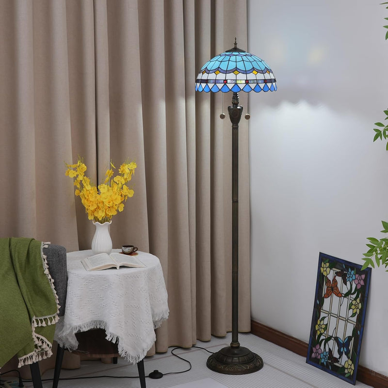 Tiffany Floor Lamp Mediterranean Style Stained Glass Light