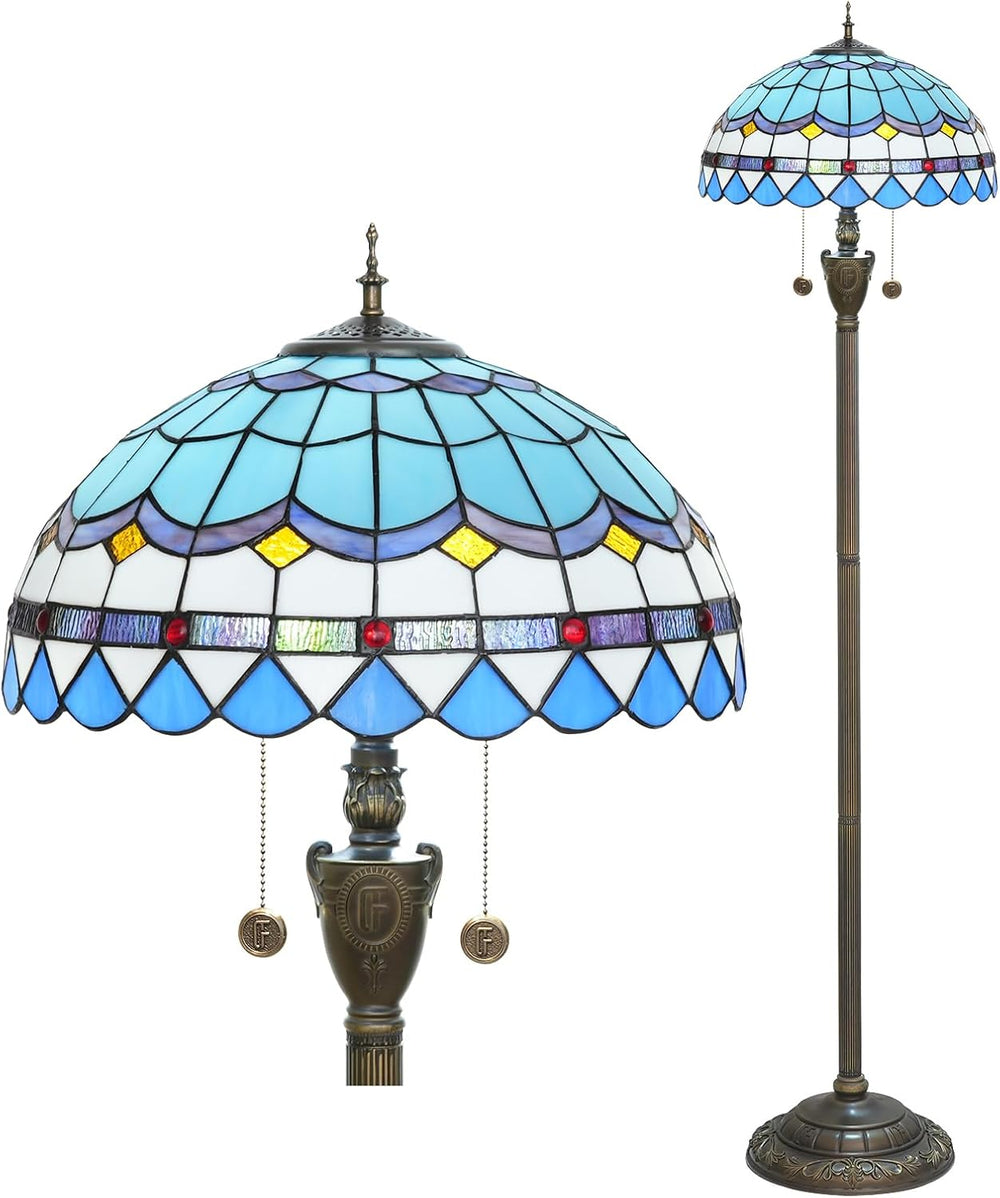 Tiffany Floor Lamp Mediterranean Style Stained Glass Light