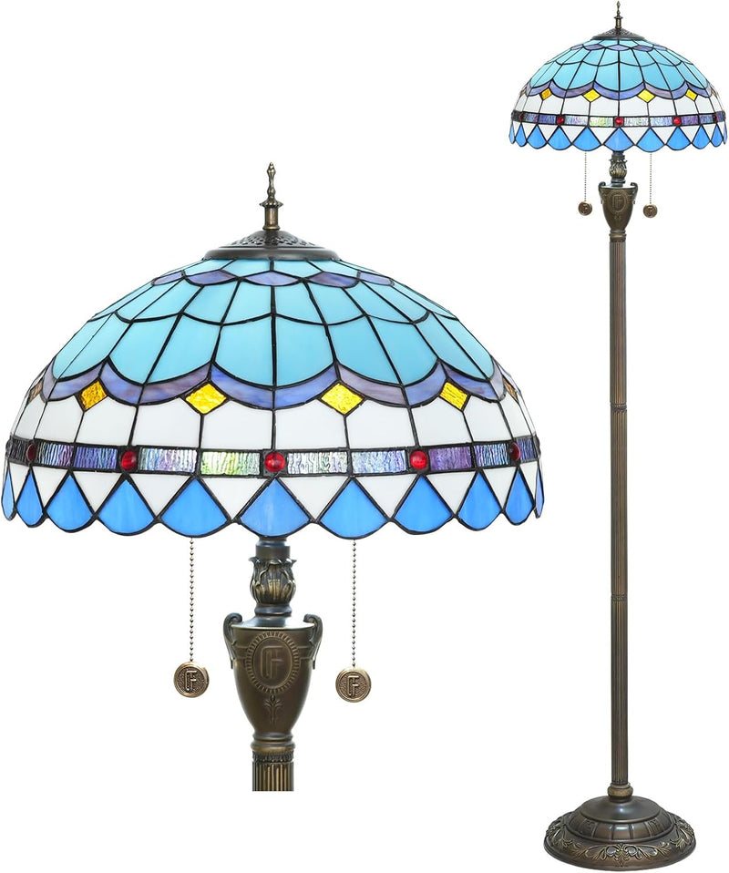 Tiffany Floor Lamp Mediterranean Style Stained Glass Light