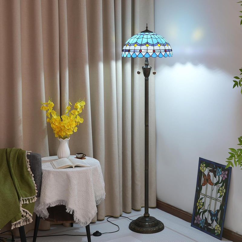 Tiffany Floor Lamp Mediterranean Style Stained Glass Light