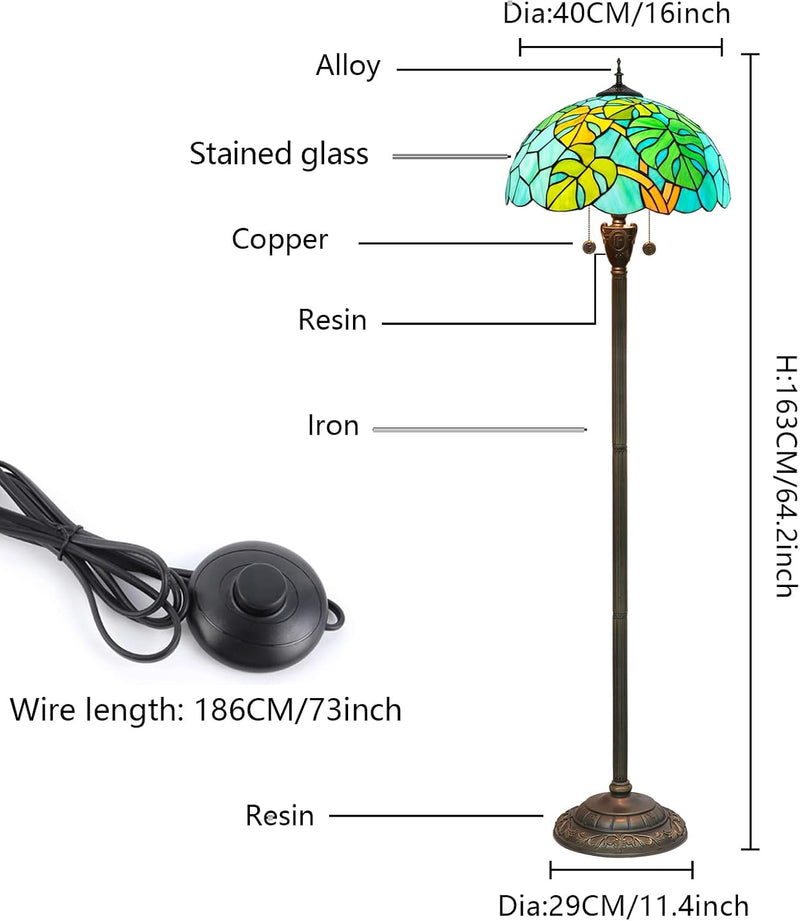 Tiffany Floor Lamp Monstera Deliciosa‌ Stained Glass