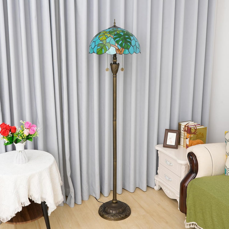 Tiffany Floor Lamp Monstera Deliciosa‌ Stained Glass