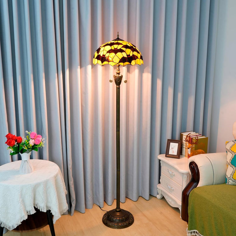 Tiffany Floor Lamp Monstera Deliciosa‌ Stained Glass