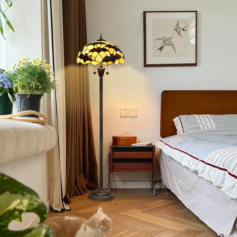 Tiffany Floor Lamp Monstera Deliciosa‌ Stained Glass
