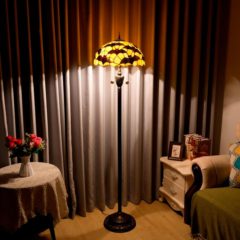 Tiffany Floor Lamp Monstera Deliciosa‌ Stained Glass
