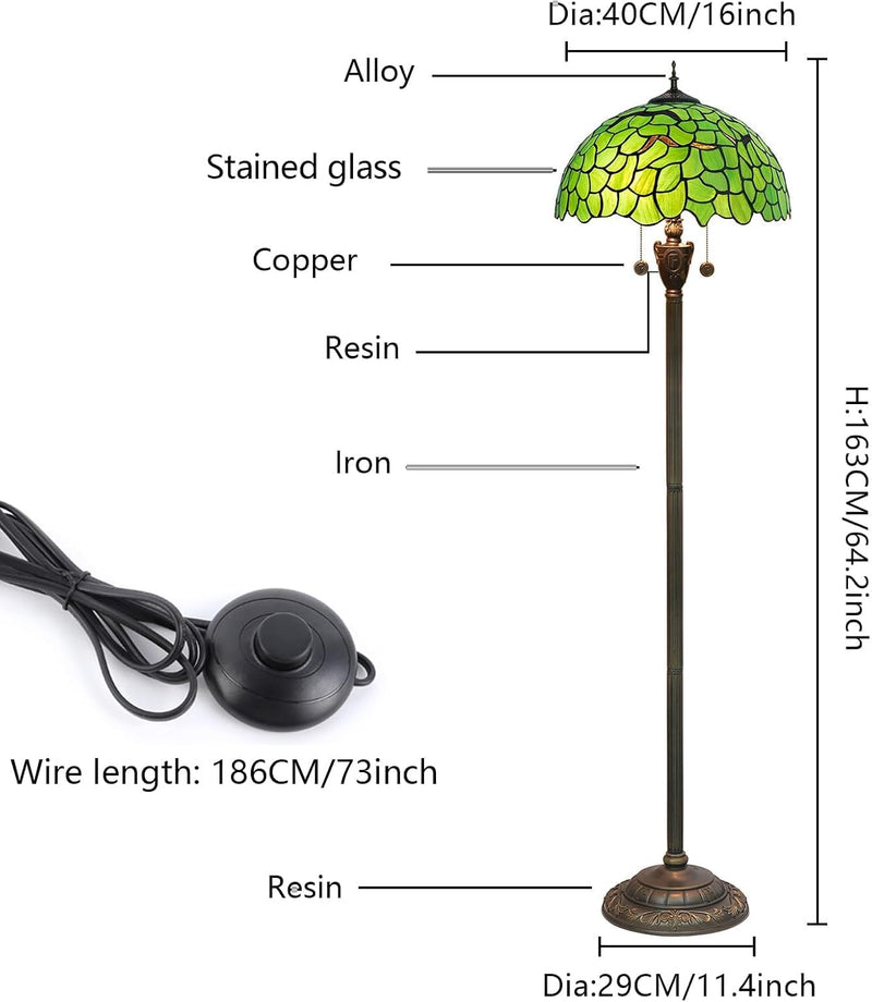 Tiffany Floor Lamp Rose Flower Stained Glass