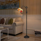 Tiffany Floor Lamp Rose Flower Stained Glass