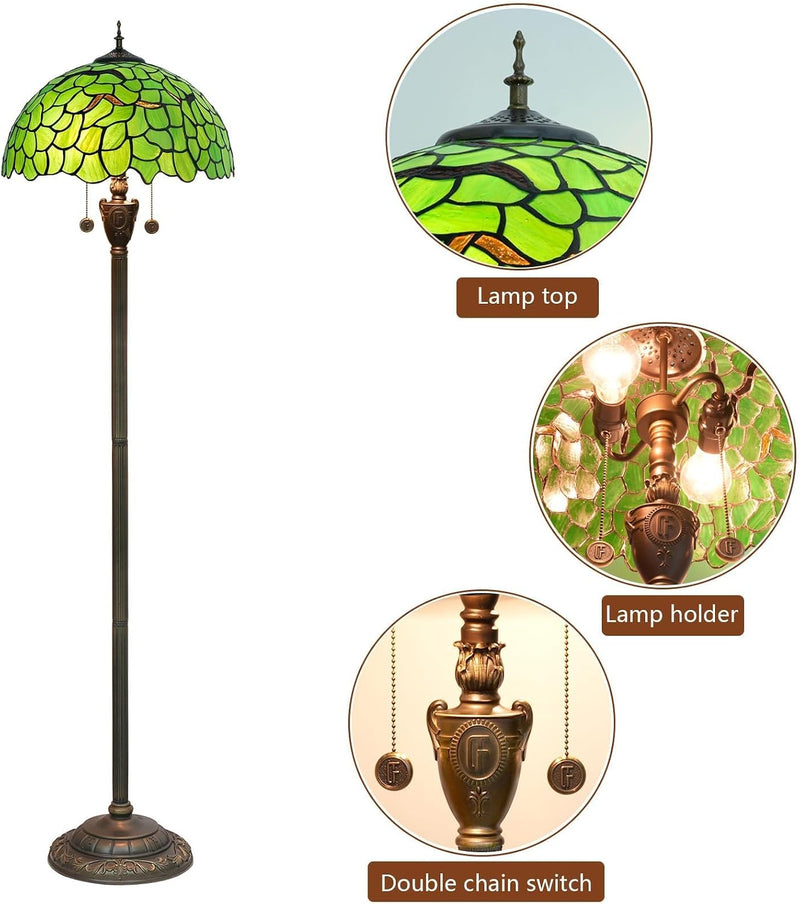 Tiffany Floor Lamp Rose Flower Stained Glass