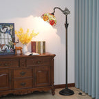 Tiffany Floor Lamp Rose Flower Stained Glass