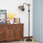 Tiffany Floor Lamp Rose Flower Stained Glass