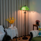 Tiffany Floor Lamp Rose Flower Stained Glass