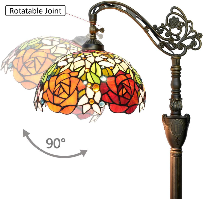 Tiffany Floor Lamp Rose Flower Stained Glass