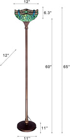 Tiffany Floor Lamp Stained Glass 12x12x70 Inch Amber