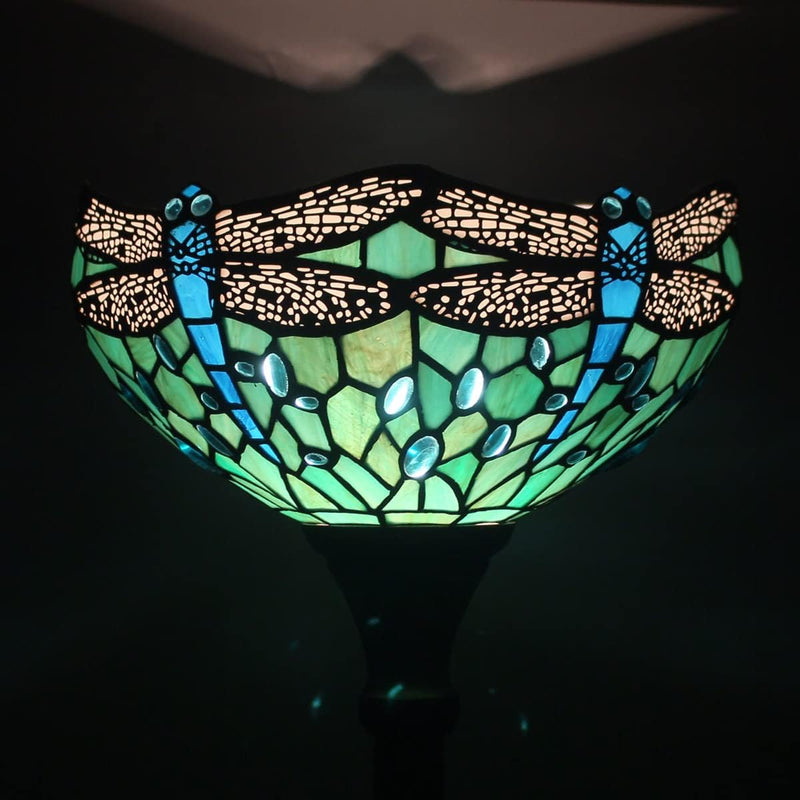 Tiffany Floor Lamp Stained Glass 12x12x70 Inch Amber