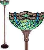 Tiffany Floor Lamp Stained Glass 12x12x70 Inch Amber