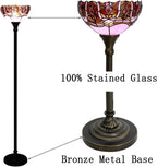 Tiffany Floor Lamp Stained Glass 12x12x70 Inch Amber