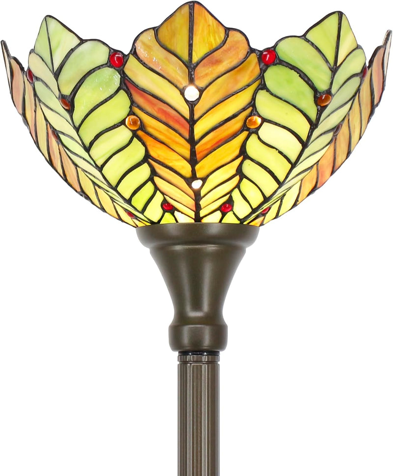 Tiffany Floor Lamp Stained Glass 12x12x70 Inch Amber