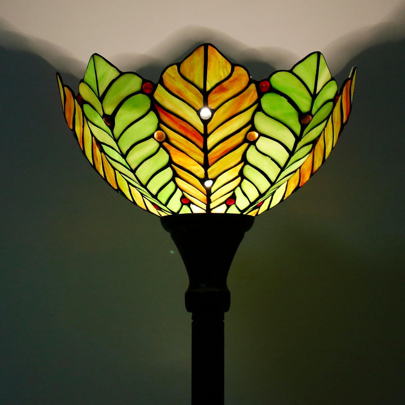 Tiffany Floor Lamp Stained Glass 12x12x70 Inch Amber