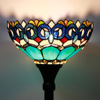 Tiffany Floor Lamp Stained Glass 12x12x70 Inch Amber