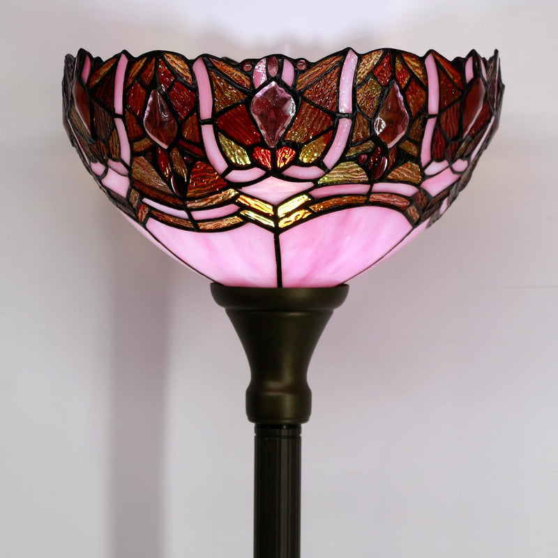 Tiffany Floor Lamp Stained Glass 12x12x70 Inch Amber
