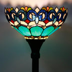 Tiffany Floor Lamp Stained Glass 12x12x70 Inch Amber