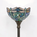 Tiffany Floor Lamp Stained Glass 12x12x70 Inch Amber