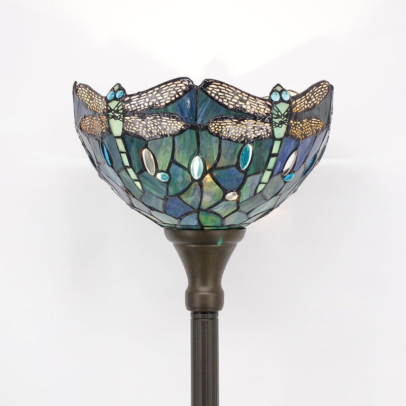 Tiffany Floor Lamp Stained Glass 12x12x70 Inch Amber