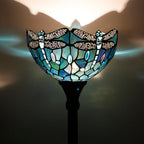 Tiffany Floor Lamp Stained Glass 12x12x70 Inch Amber