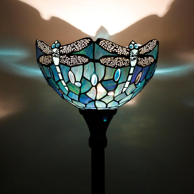 Tiffany Floor Lamp Stained Glass 12x12x70 Inch Amber