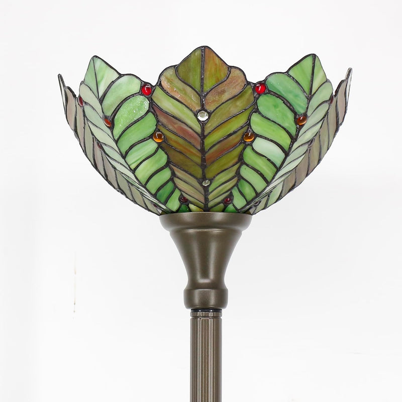 Tiffany Floor Lamp Stained Glass 12x12x70 Inch Amber