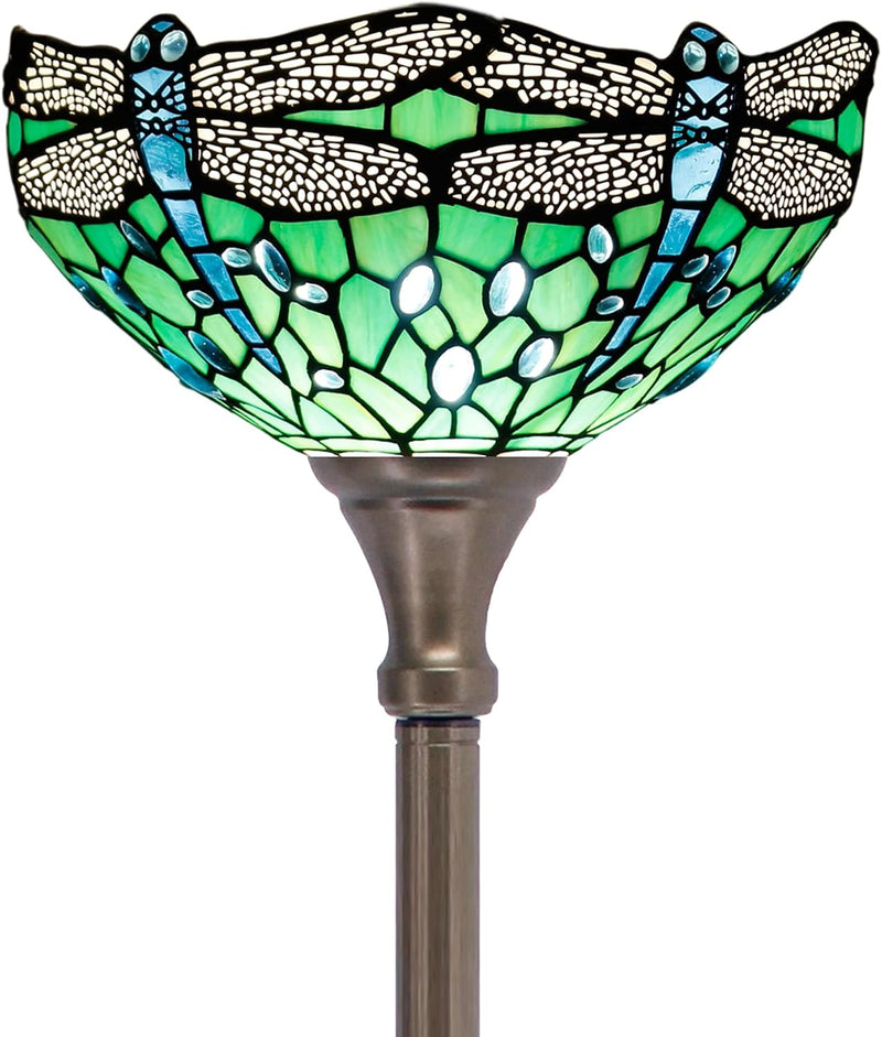 Tiffany Floor Lamp Stained Glass 12x12x70 Inch Amber