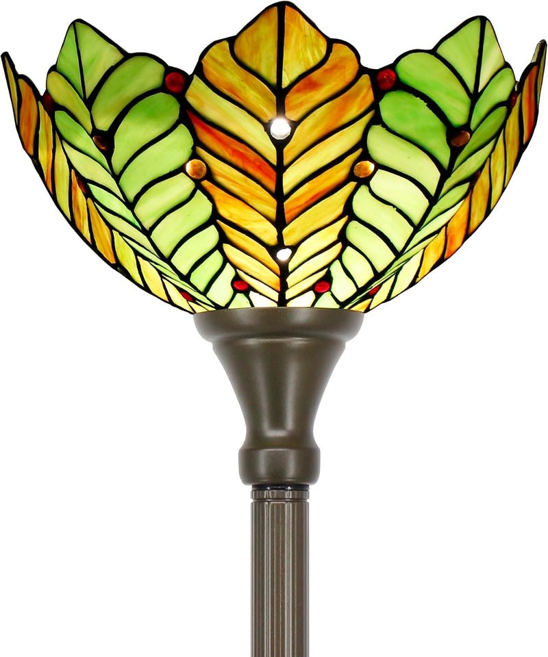 Tiffany Floor Lamp Stained Glass 12x12x70 Inch Amber