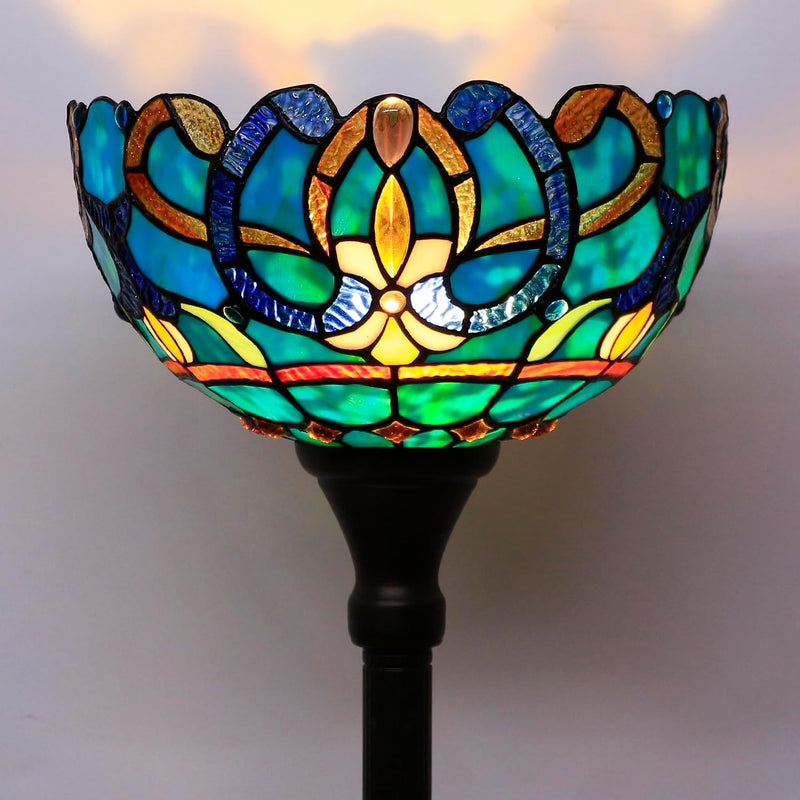 Tiffany Floor Lamp Stained Glass 12x12x70 Inch Amber