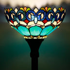 Tiffany Floor Lamp Stained Glass 12x12x70 Inch Amber