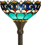 Tiffany Floor Lamp Stained Glass 12x12x70 Inch Amber