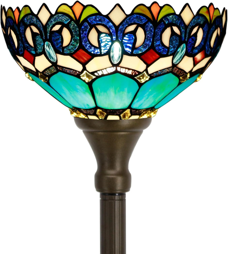Tiffany Floor Lamp Stained Glass 12x12x70 Inch Amber