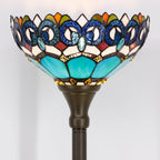Tiffany Floor Lamp Stained Glass 12x12x70 Inch Amber