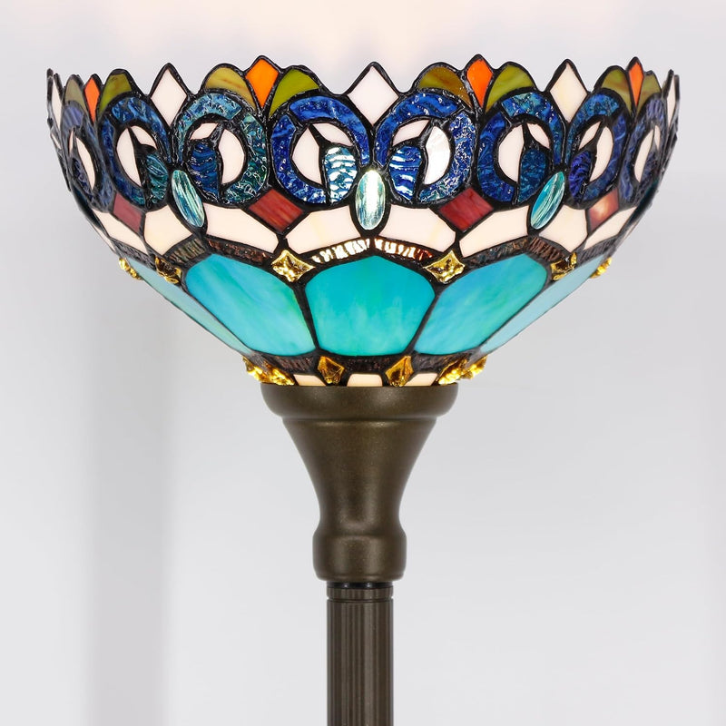Tiffany Floor Lamp Stained Glass 12x12x70 Inch Amber