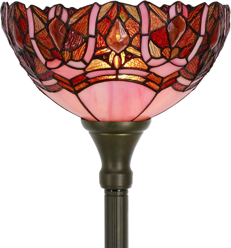 Tiffany Floor Lamp Stained Glass 12x12x70 Inch Amber