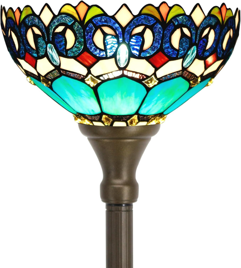 Tiffany Floor Lamp Stained Glass 12x12x70 Inch Amber