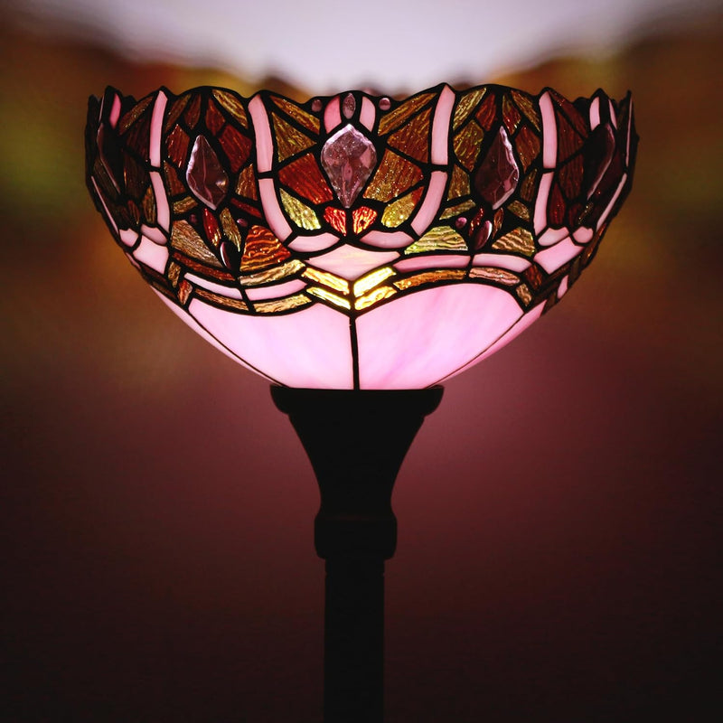 Tiffany Floor Lamp Stained Glass 12x12x70 Inch Amber