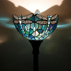 Tiffany Floor Lamp Stained Glass 12x12x70 Inch Amber