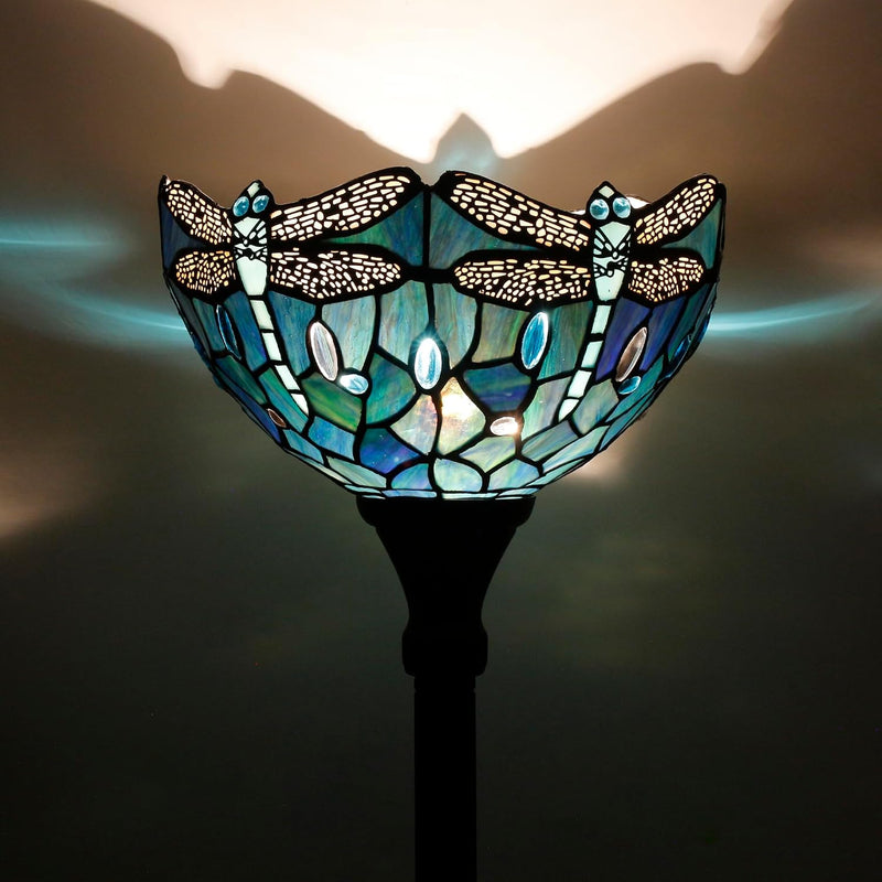 Tiffany Floor Lamp Stained Glass 12x12x70 Inch Amber