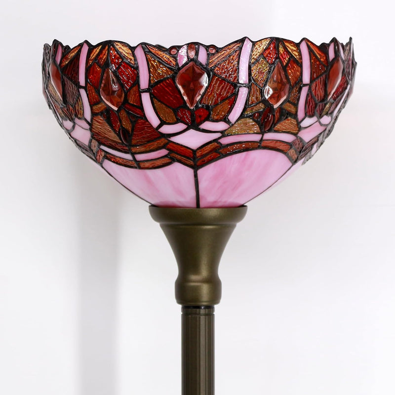 Tiffany Floor Lamp Stained Glass 12x12x70 Inch Amber