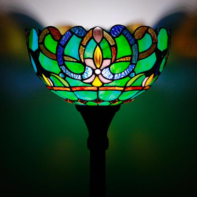 Tiffany Floor Lamp Stained Glass 12x12x70 Inch Amber