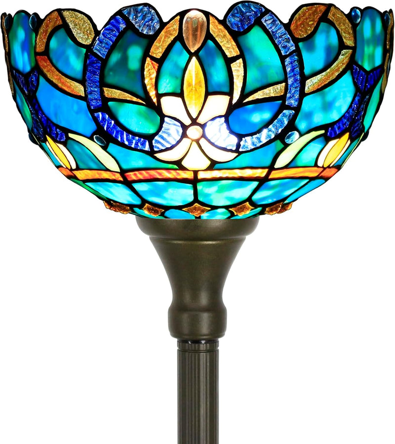 Tiffany Floor Lamp Stained Glass 12x12x70 Inch Amber