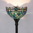 Tiffany Floor Lamp Stained Glass 12x12x70 Inch Amber