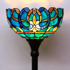 Tiffany Floor Lamp Stained Glass 12x12x70 Inch Amber