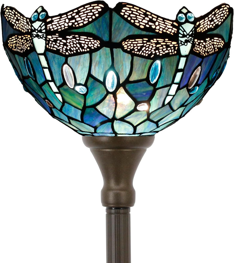 Tiffany Floor Lamp Stained Glass 12x12x70 Inch Amber